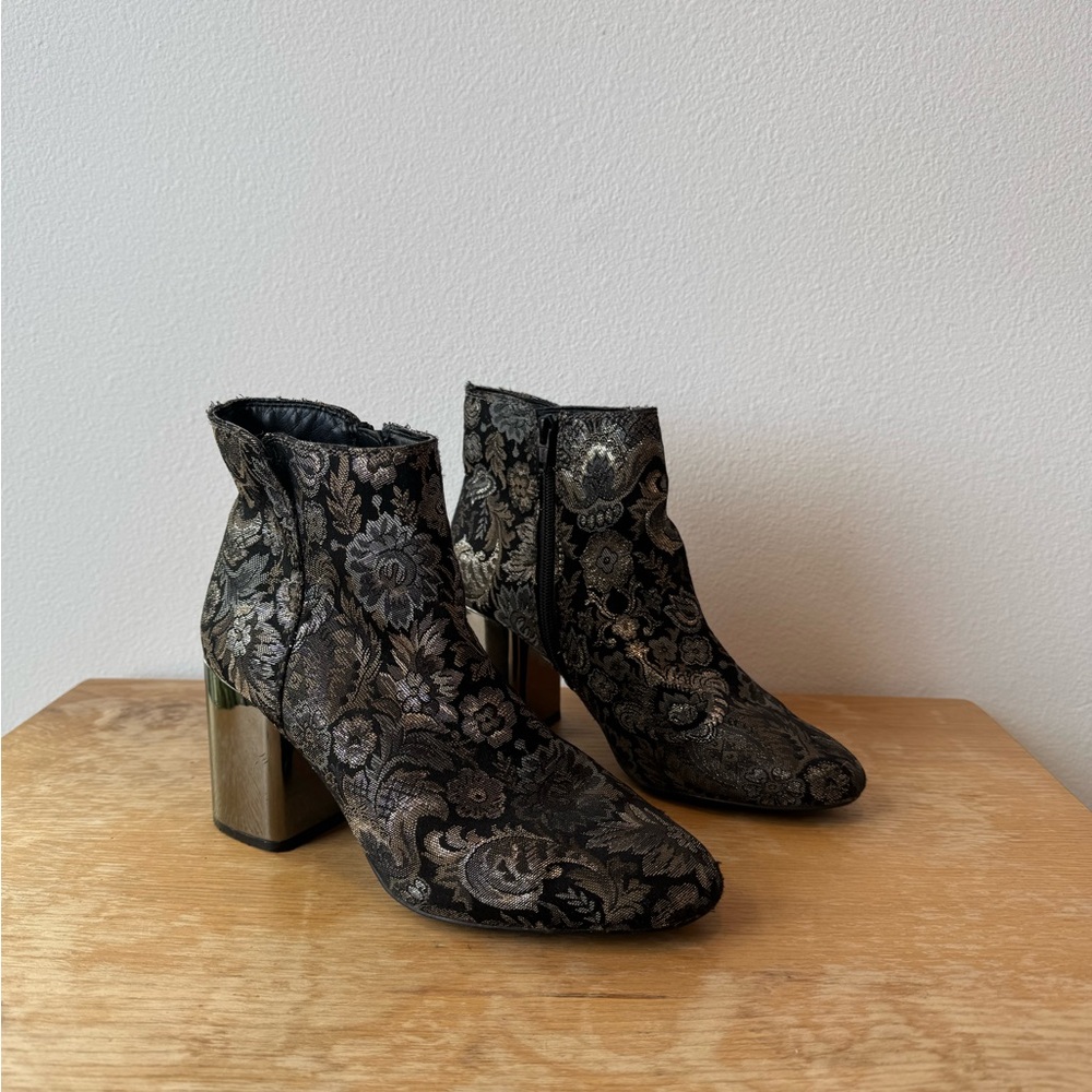 Floral Black Ankle Boots